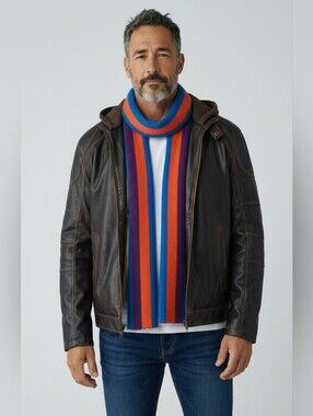 Columbia Men's Vegan Bomber Aviator Jacket With Hood Dark Chocolate Brown SMALL